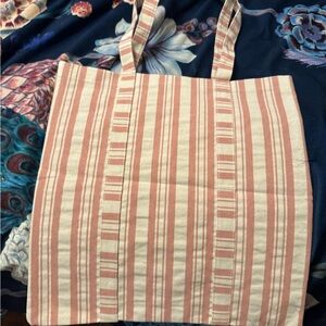 Sezane Striped Tan and Cream Tote Bag